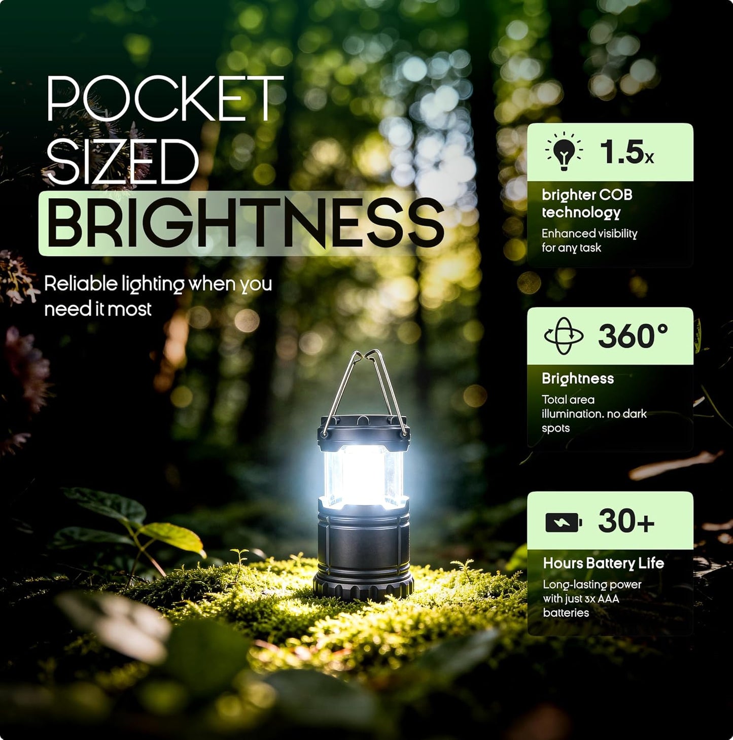 Linterna LED plegable para campamento y emergencias