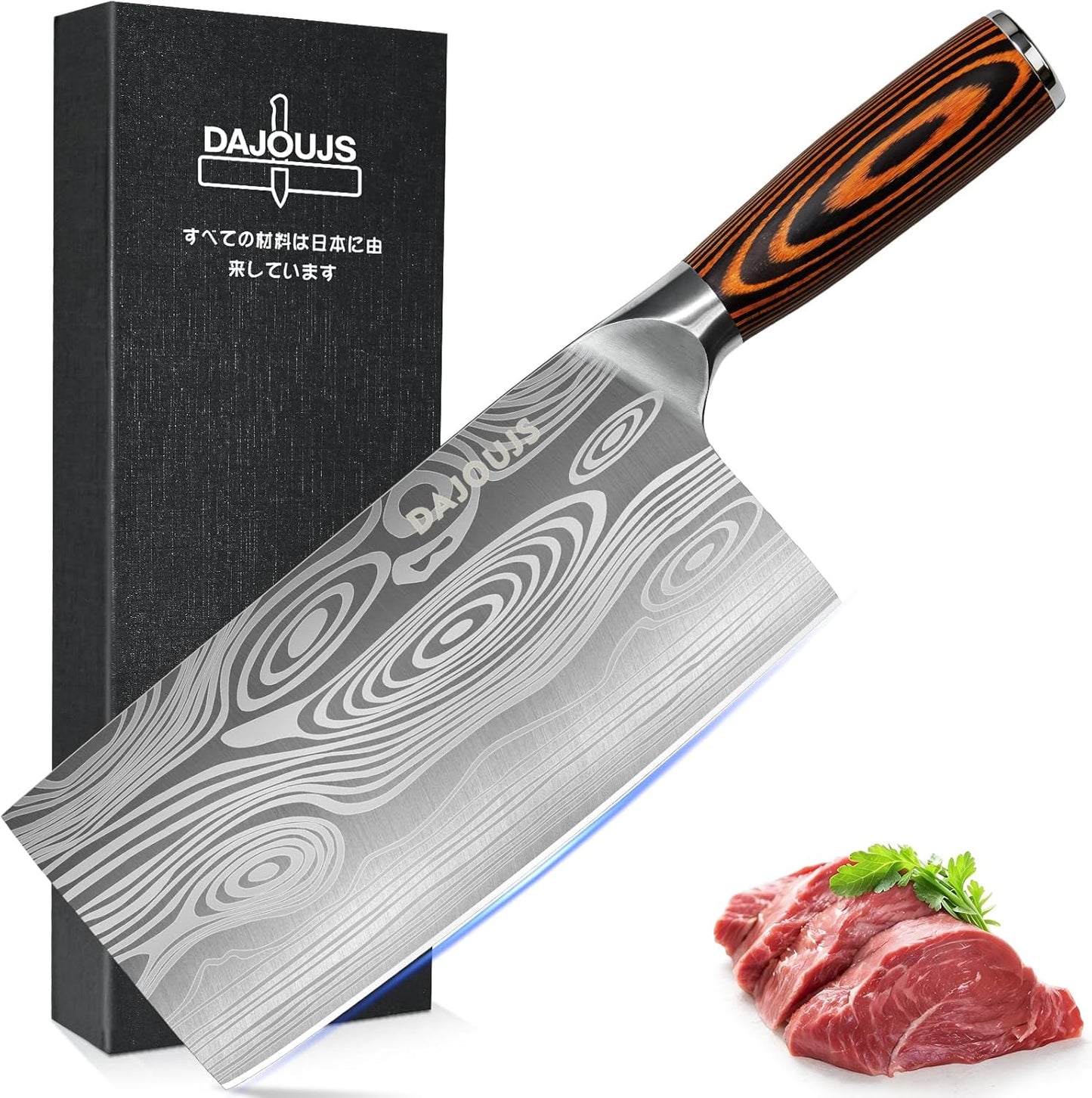 Cuchillo carnicero acero inox 8pulg mango madera