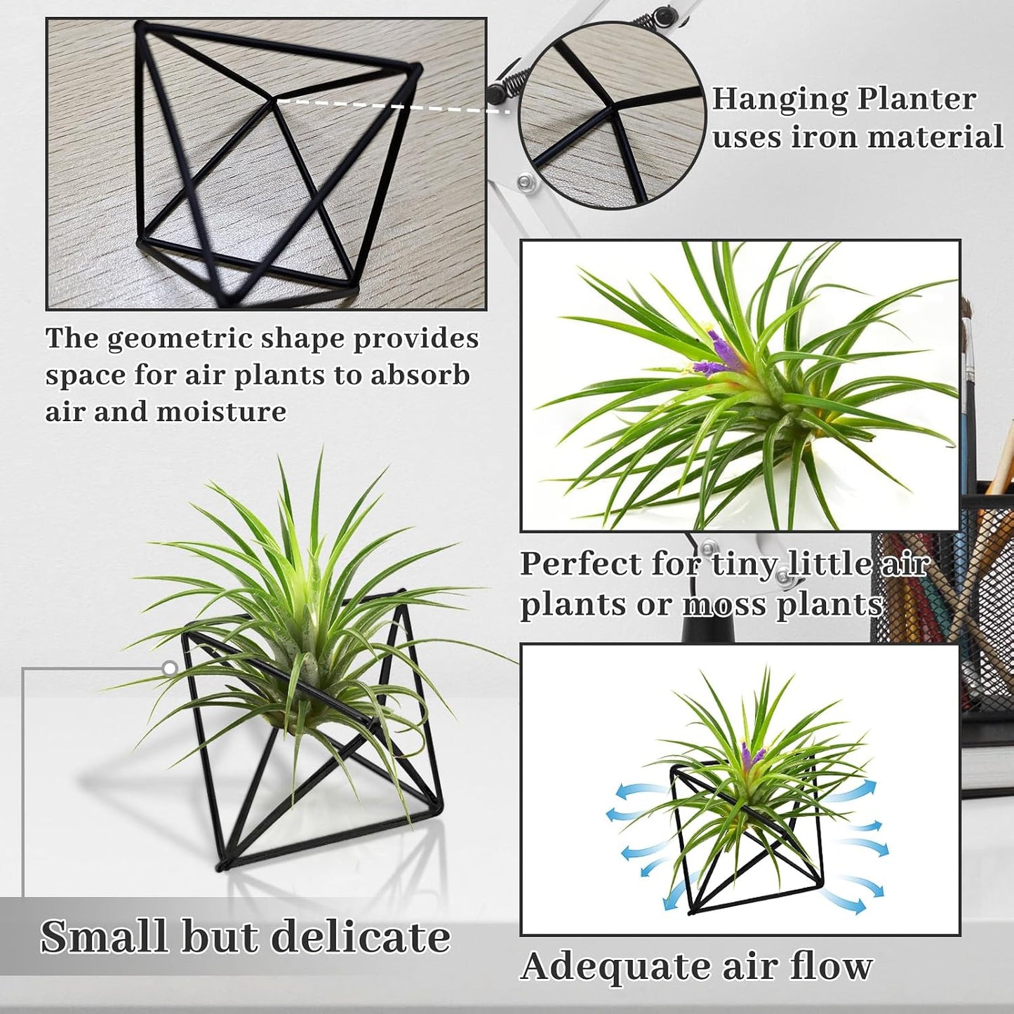 Soportes colgantes para plantas 2 perchas metal geométrica