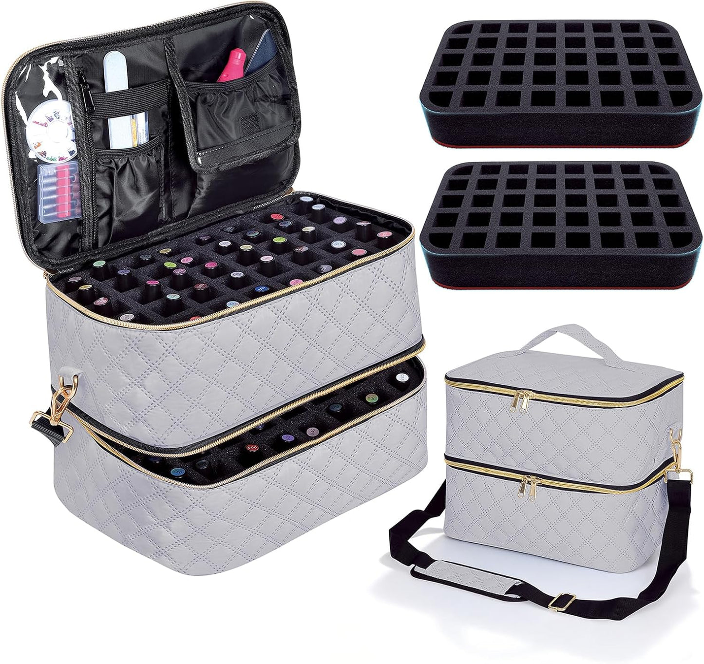 Organizador esmalte uñas 80 botellas 0.5oz gris