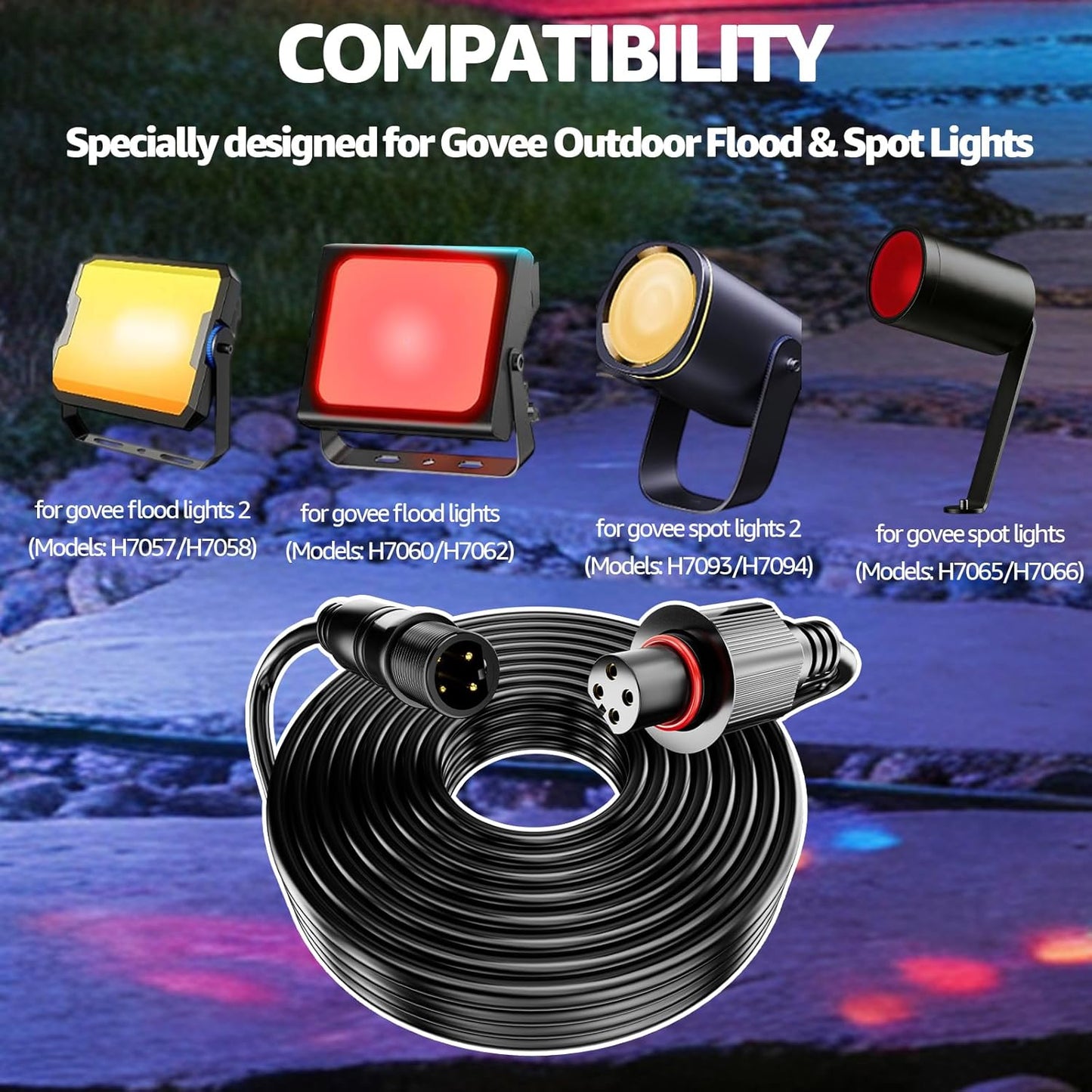 Cable extensión impermeable 5 pies para luces Govee H7057