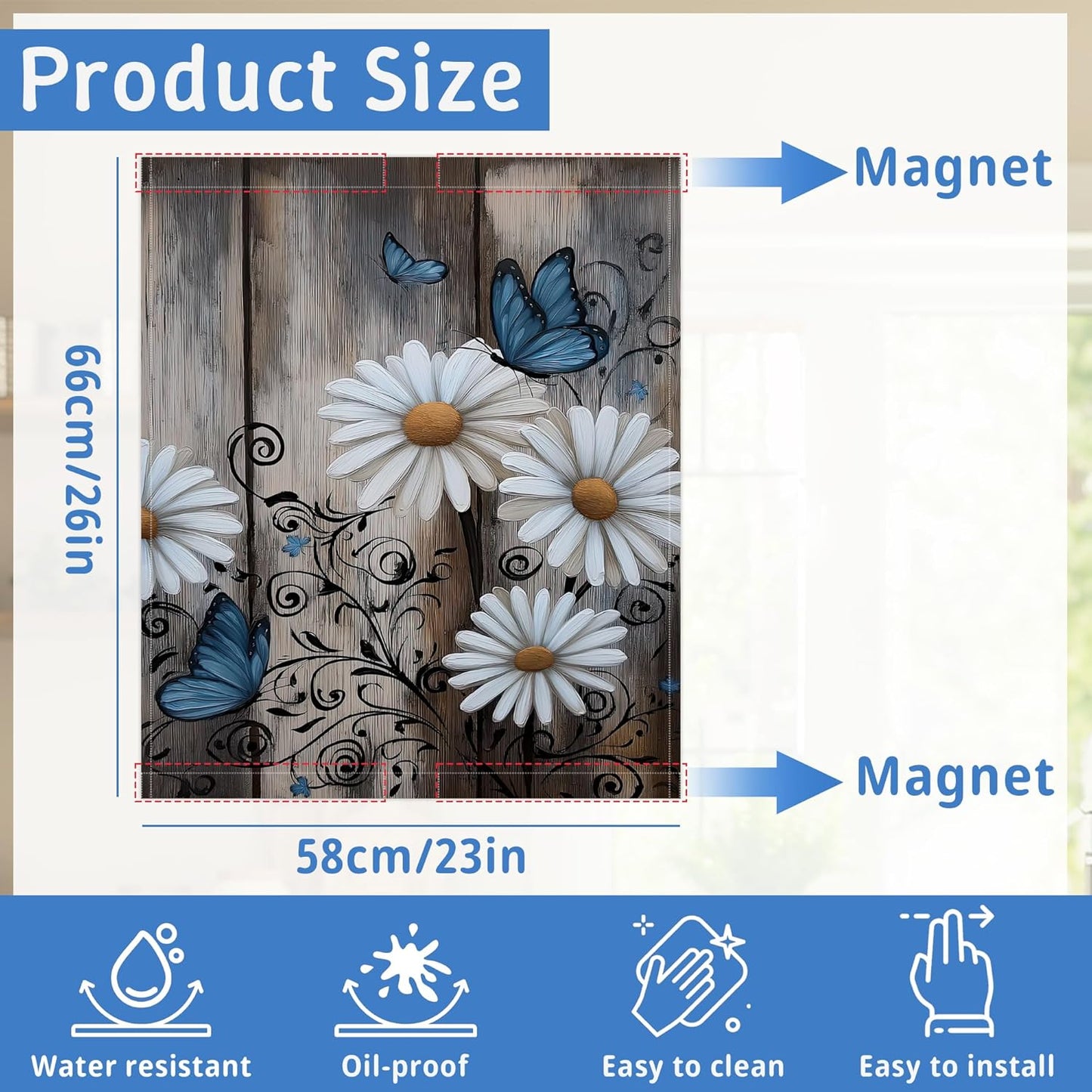 Funda magnética para lavavajillas decoración cocina rústica floral mariposa 23x26