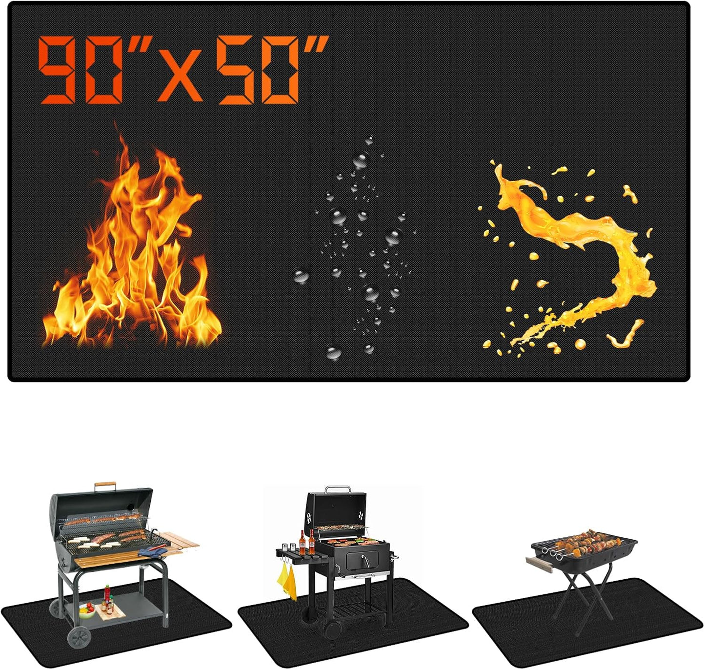 Tapete protector doble cara ignífugo 90x50pulg para parrilla