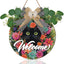 Percha puerta gato letrero 3D flores margaritas decoración