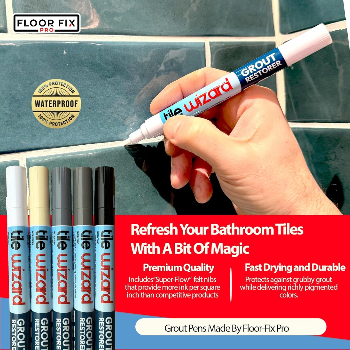 Bolígrafo lechada impermeable para azulejos set 2