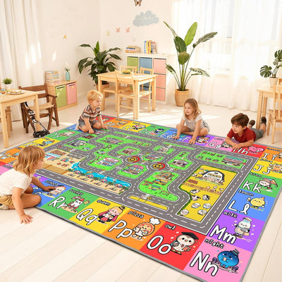 Alfombra carretera para niños 4x6ft con alfabeto