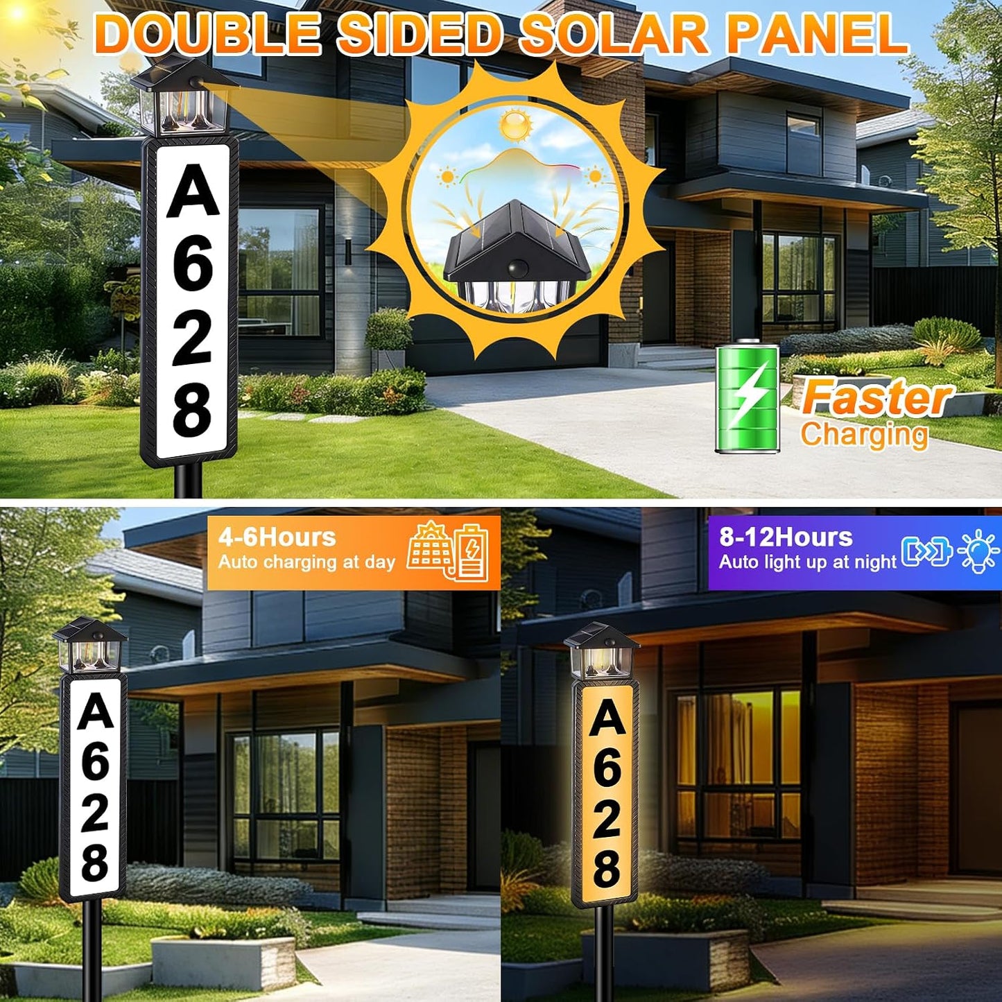 Letrero solar exterior con números LED 3 colores y estaca