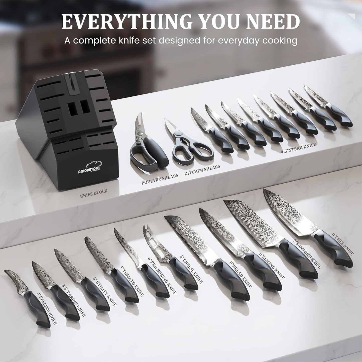 Set 22 Pzas Cuchillos Acero Inox Afilador Integrado