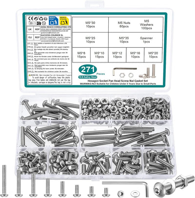Kit surtido s y tuercas métricas hexagonales