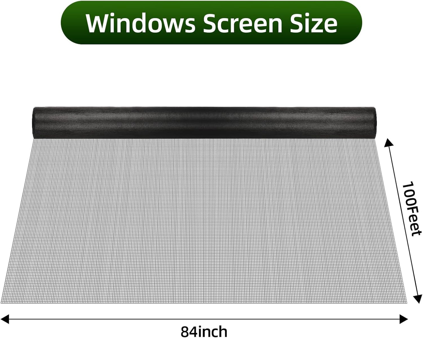 Malla ventana 84pulg x100pies reemplazo puerta duradera negro
