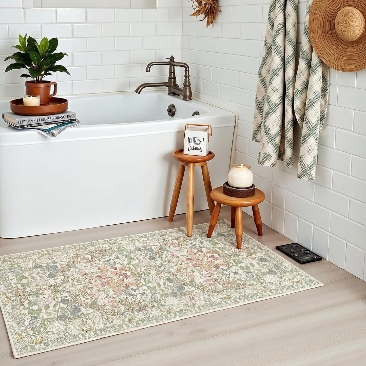 Alfombra baño 2x4pulg antideslizante estilo vintage