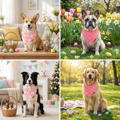 Bandana Pascua perro con zanahoria y conejo tela duradera L