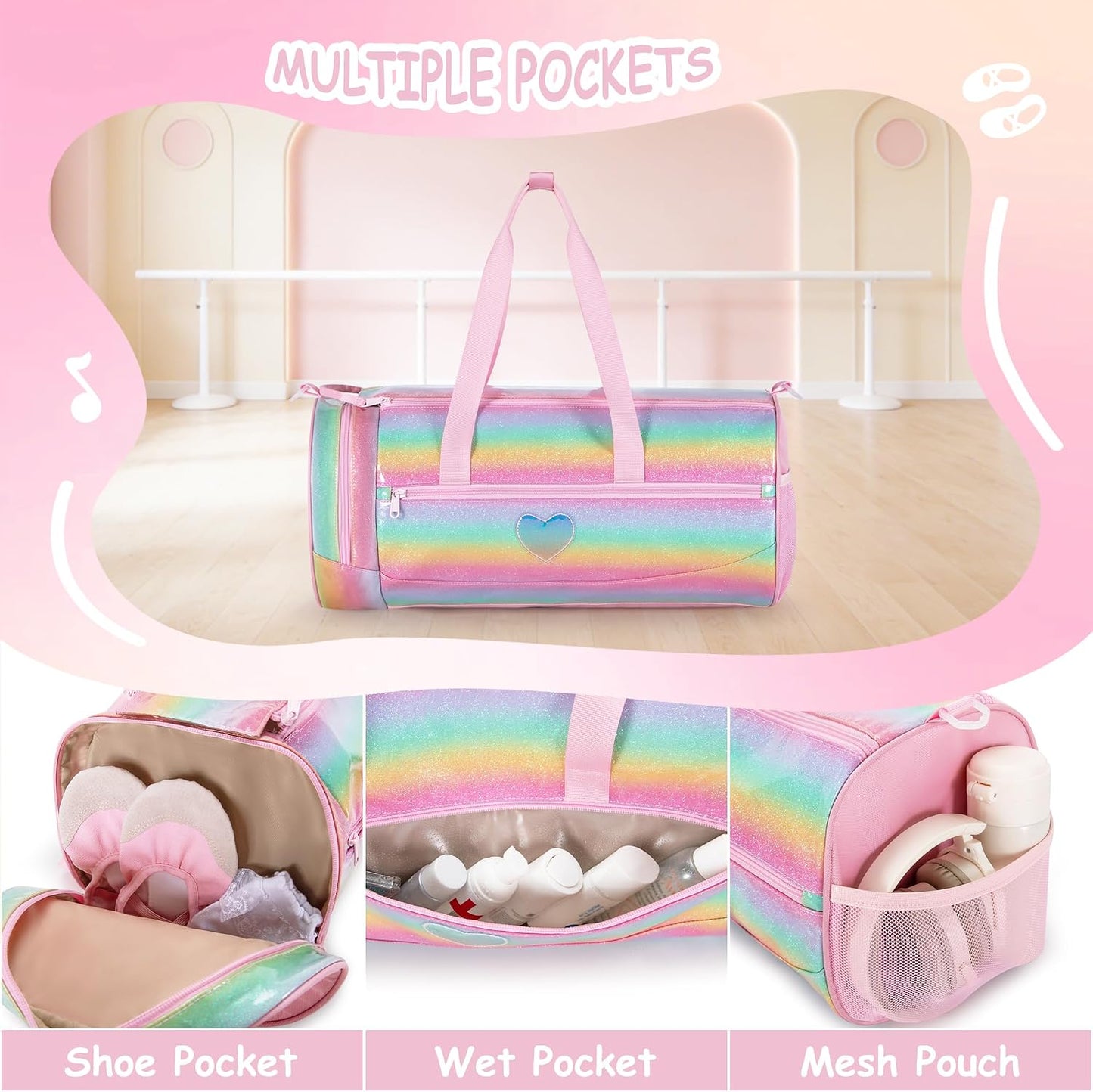 Bolsa baile niña con compartimento zapatos y bolsillo impermeable
