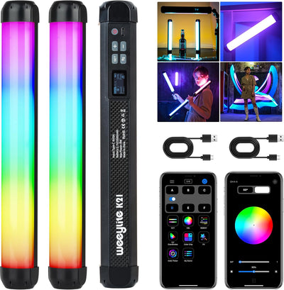 2 Tubos Luz RGB Magnéticos App Carga C 3.7V Batería Recargable