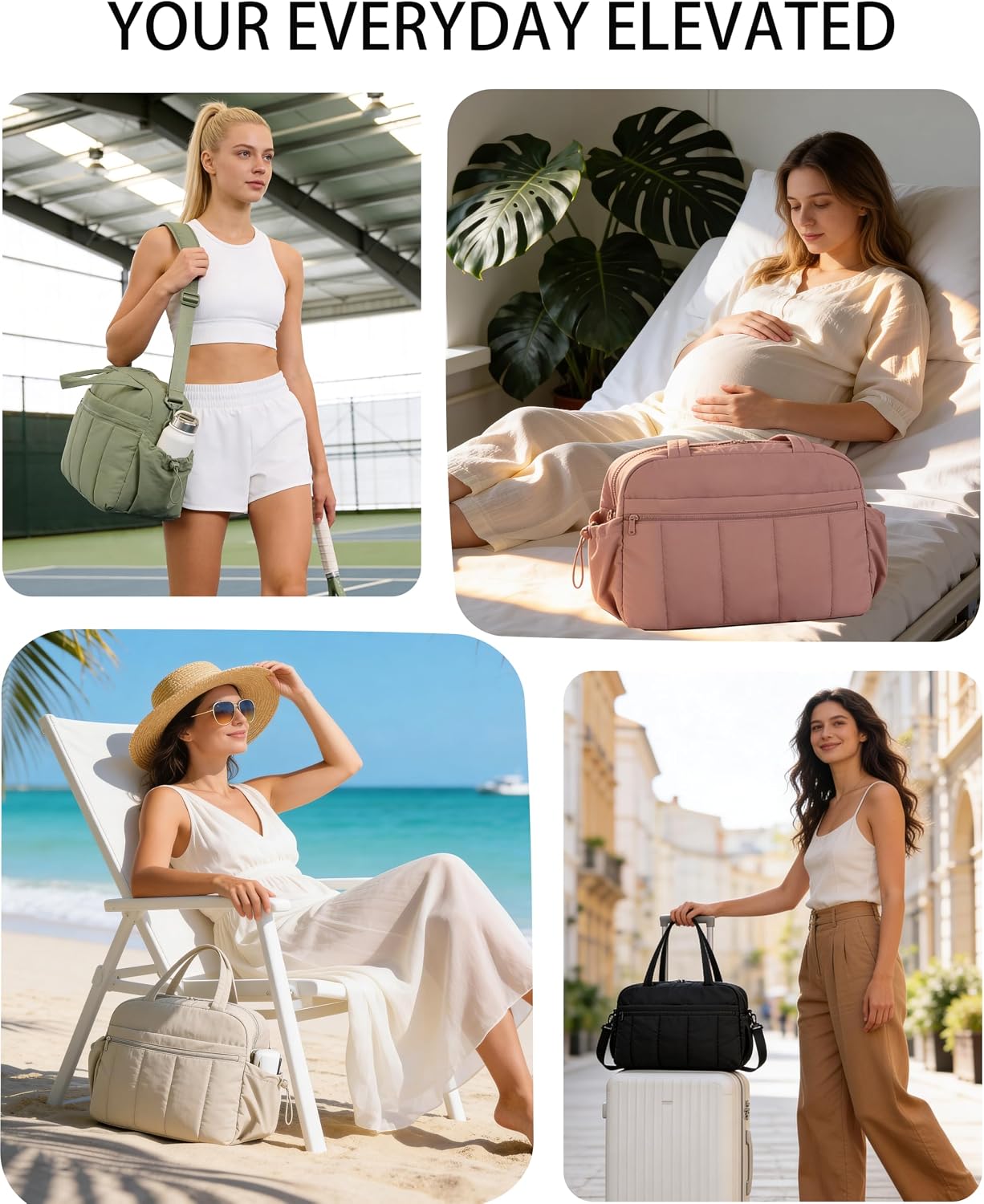 Maleta viaje ligera para mujer con bolsillo húmedo camel