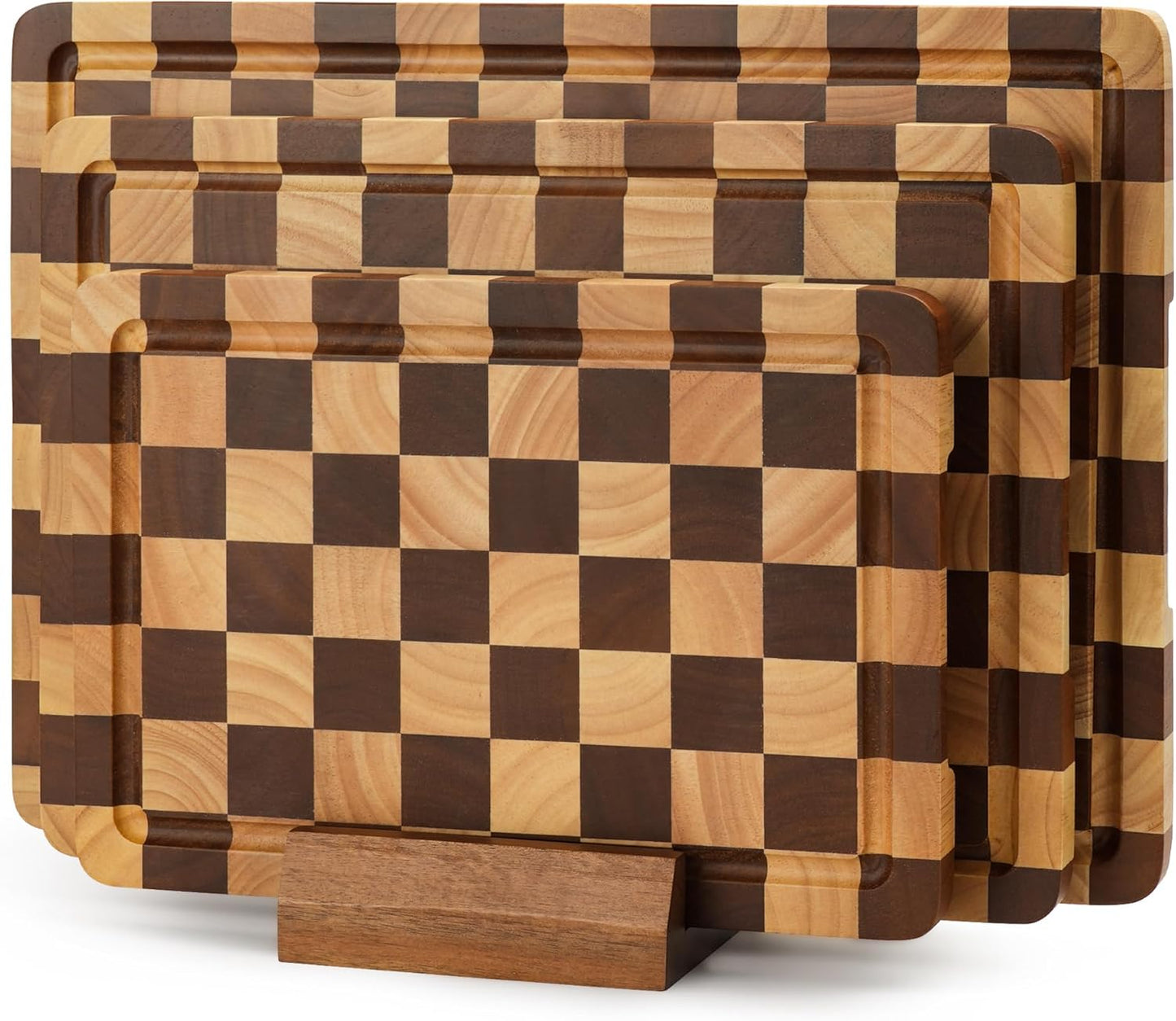 Set 3 Tablas Cortar Madera con Soporte S M L