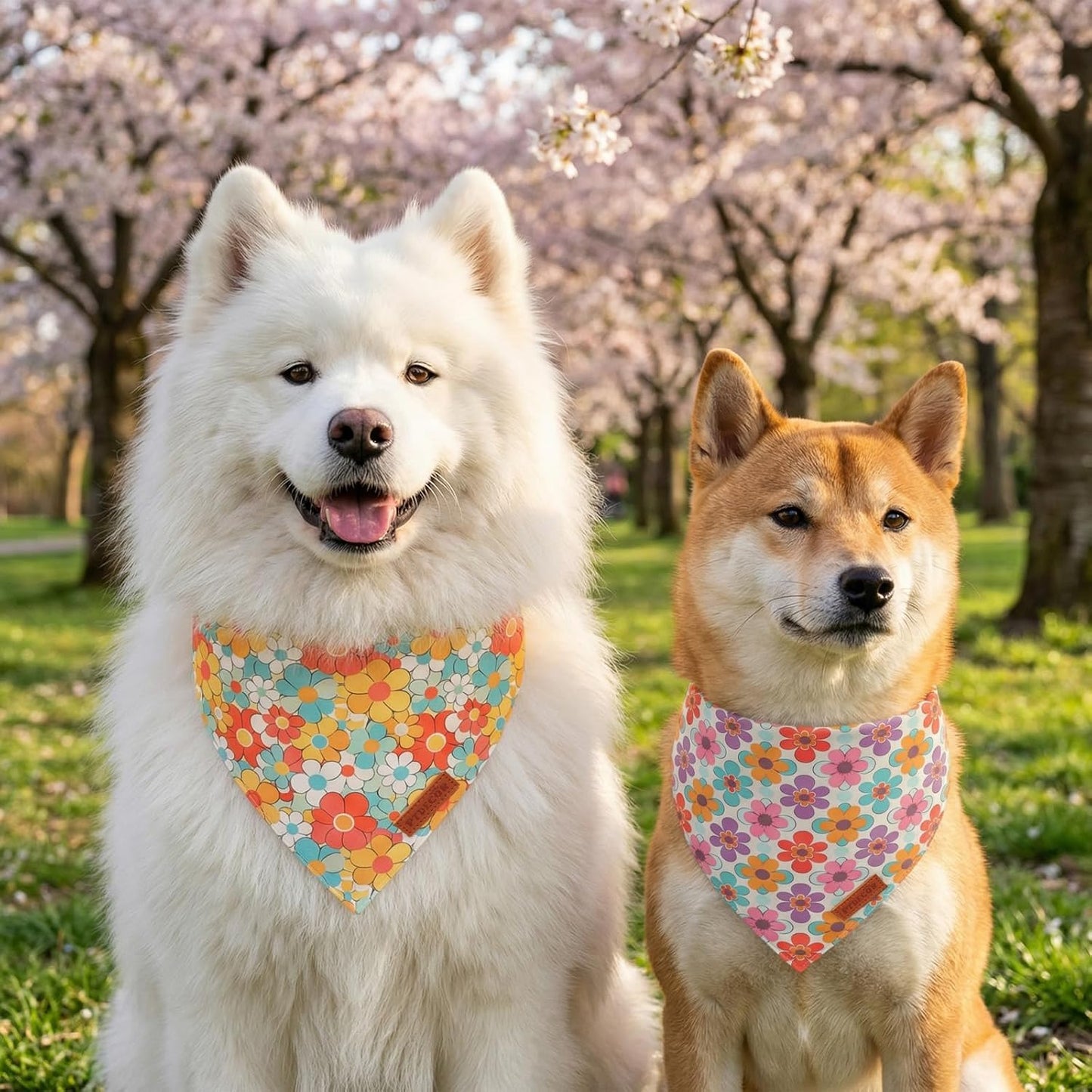 Bufanda floral perro grande tela duradera 2 pzas