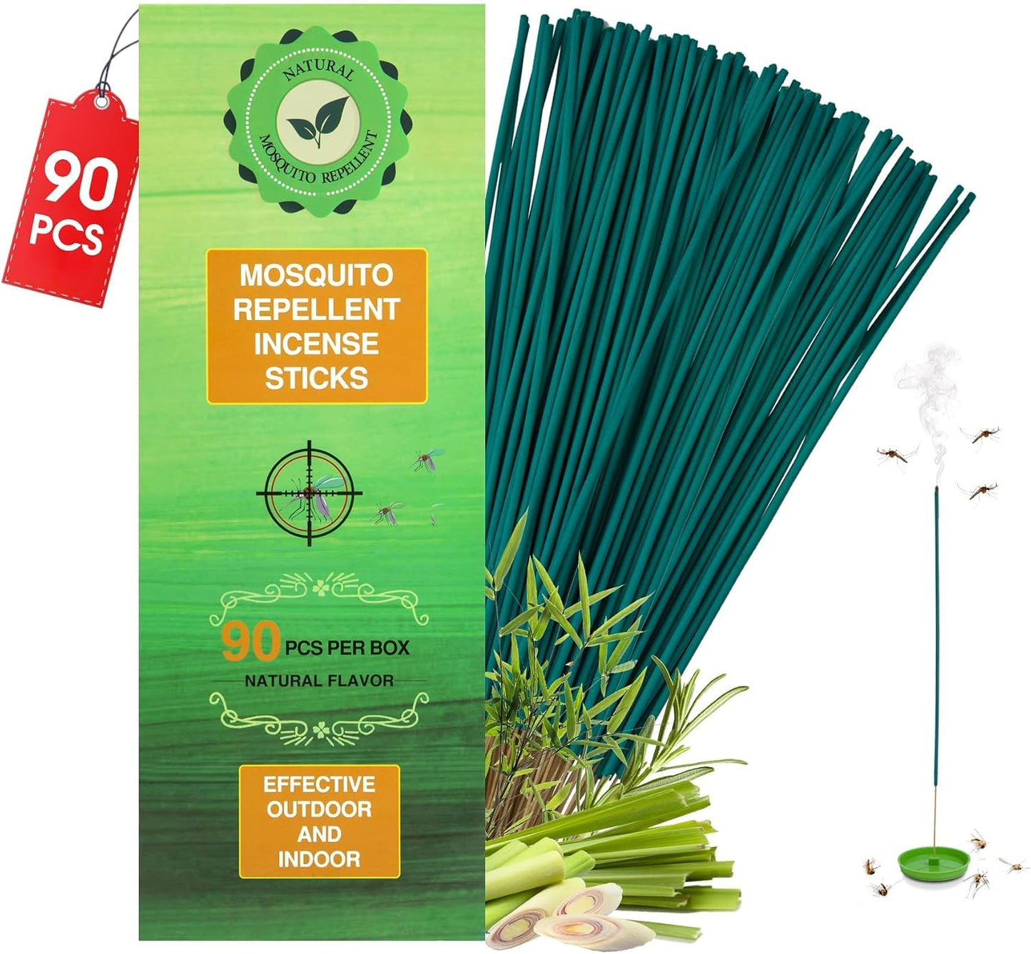 90 Pzas Repelente Mosquitos Natural Citronela para Patio Camping