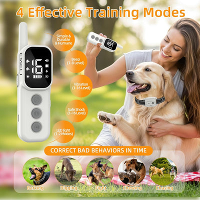 Collar choque perro impermeable 4 modos vibración LED recargable