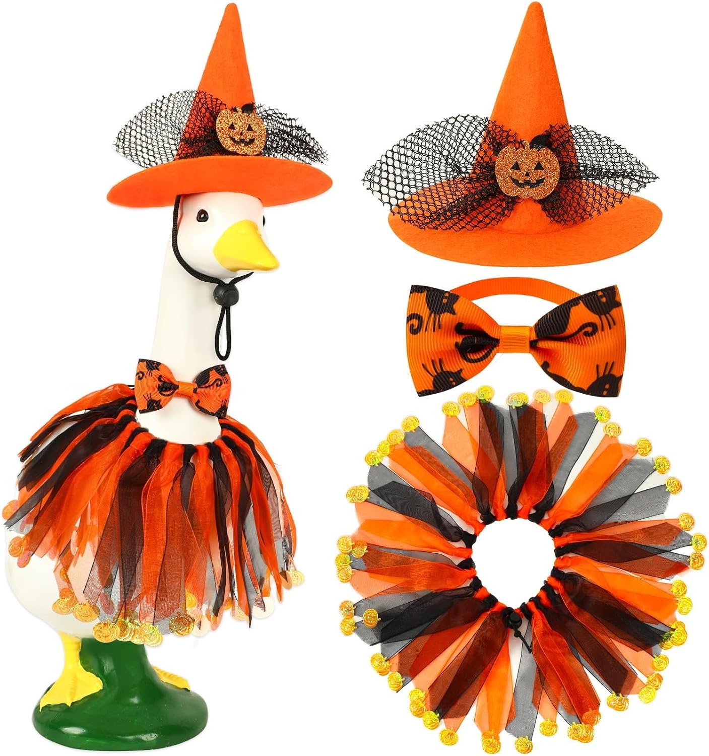 3 Pzas Disfraz Ganso Halloween Naranja para Jardín