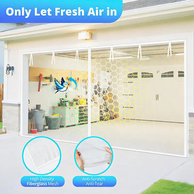 Puerta mosquitera para garaje 2 autos 16x7ft con malla retráctil