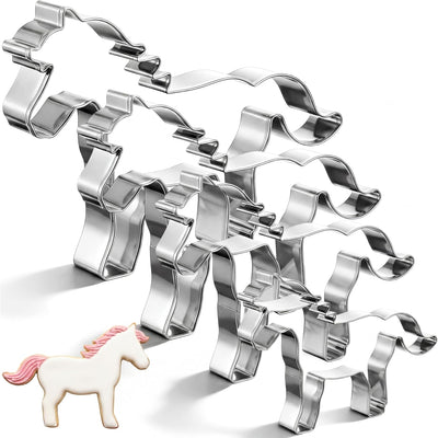 Juego de 4 cortadores de galletas de 2 a 5 pulgadas acero inoxidable caballo