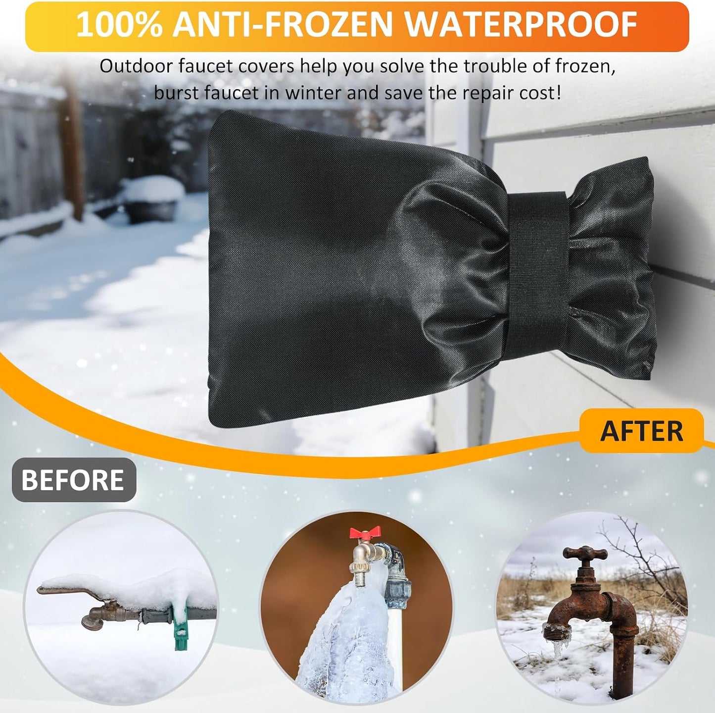 2 Fundas grifo exterior invierno protección congelación impermeable