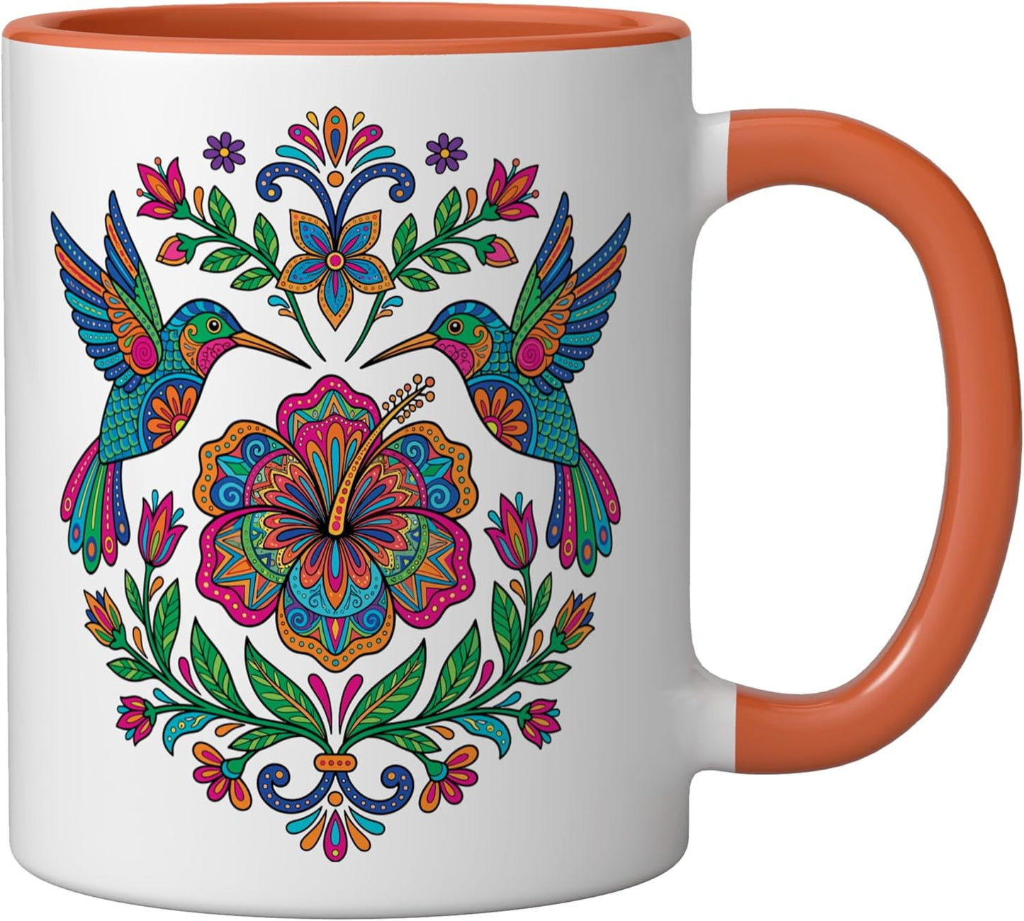 Taza Cerámica Alebrije Abeja Mexicana Naranja/Blanca