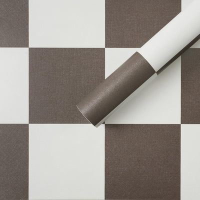 Papel tapiz a cuadros marrón vintage 17x78pulg mosaico neutro