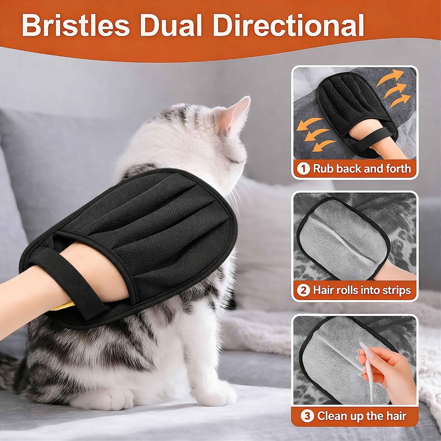 Guantes depilación mascotas 2 unids cepillo electrostático