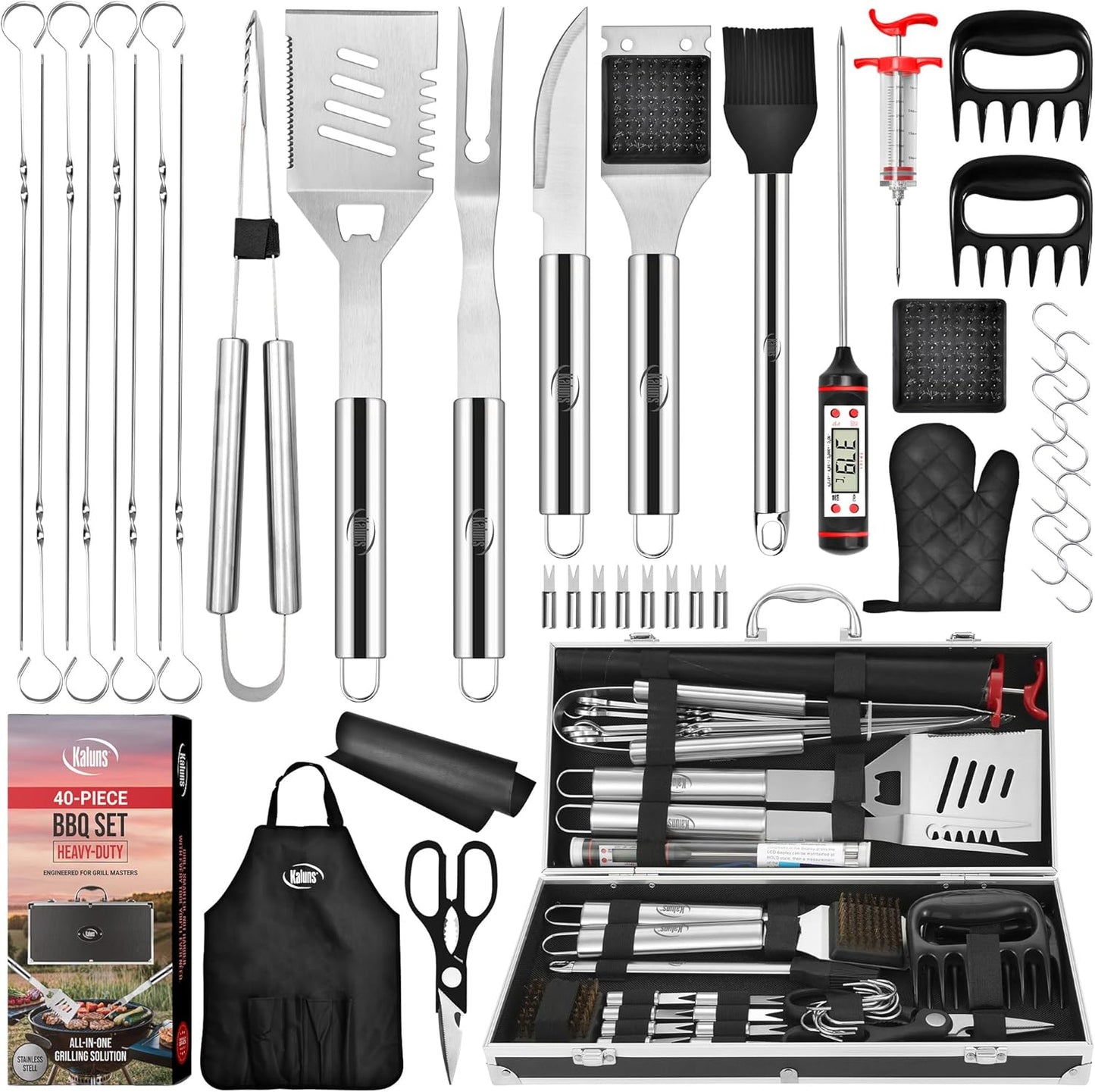Juego 40 Pzas Accesorios Parrilla Acero Inox