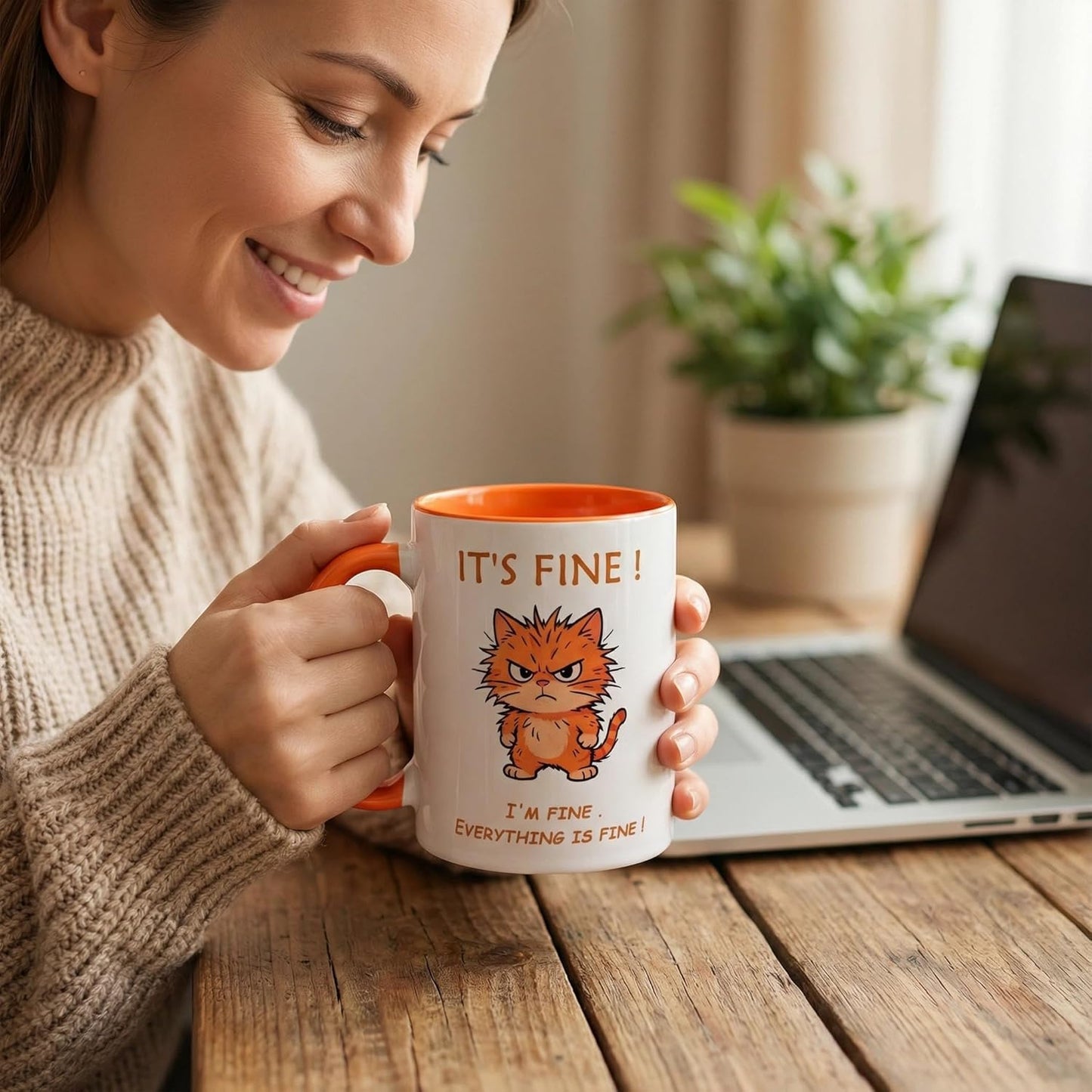 Taza Sarcastic Pet Lover 12 oz doble cara interior naranja apta para microondas