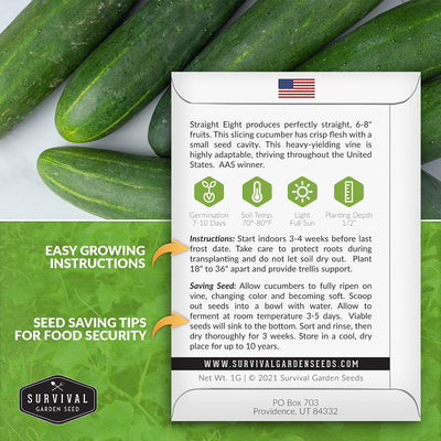 Paquete 8 semillas pepino rectas para huerto con instrucciones