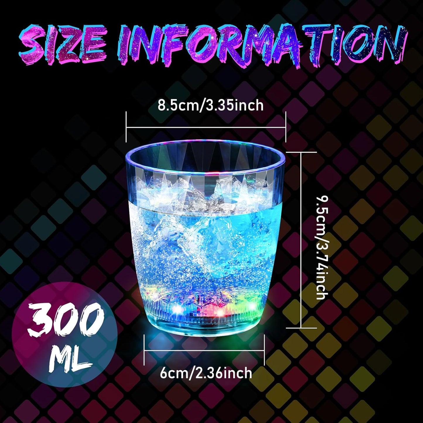 Vasos plástico LED 10oz con luz activada por liquido