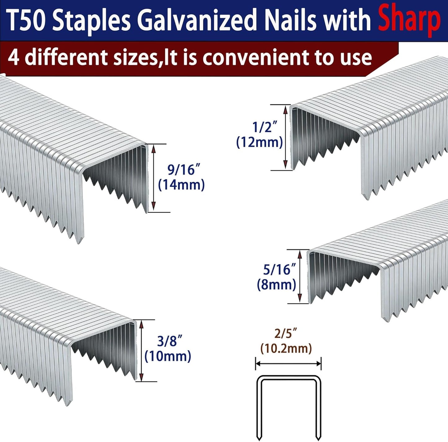 20 Grapas Galvanizadas T-50 Paquete Surtido 5248 Pzas