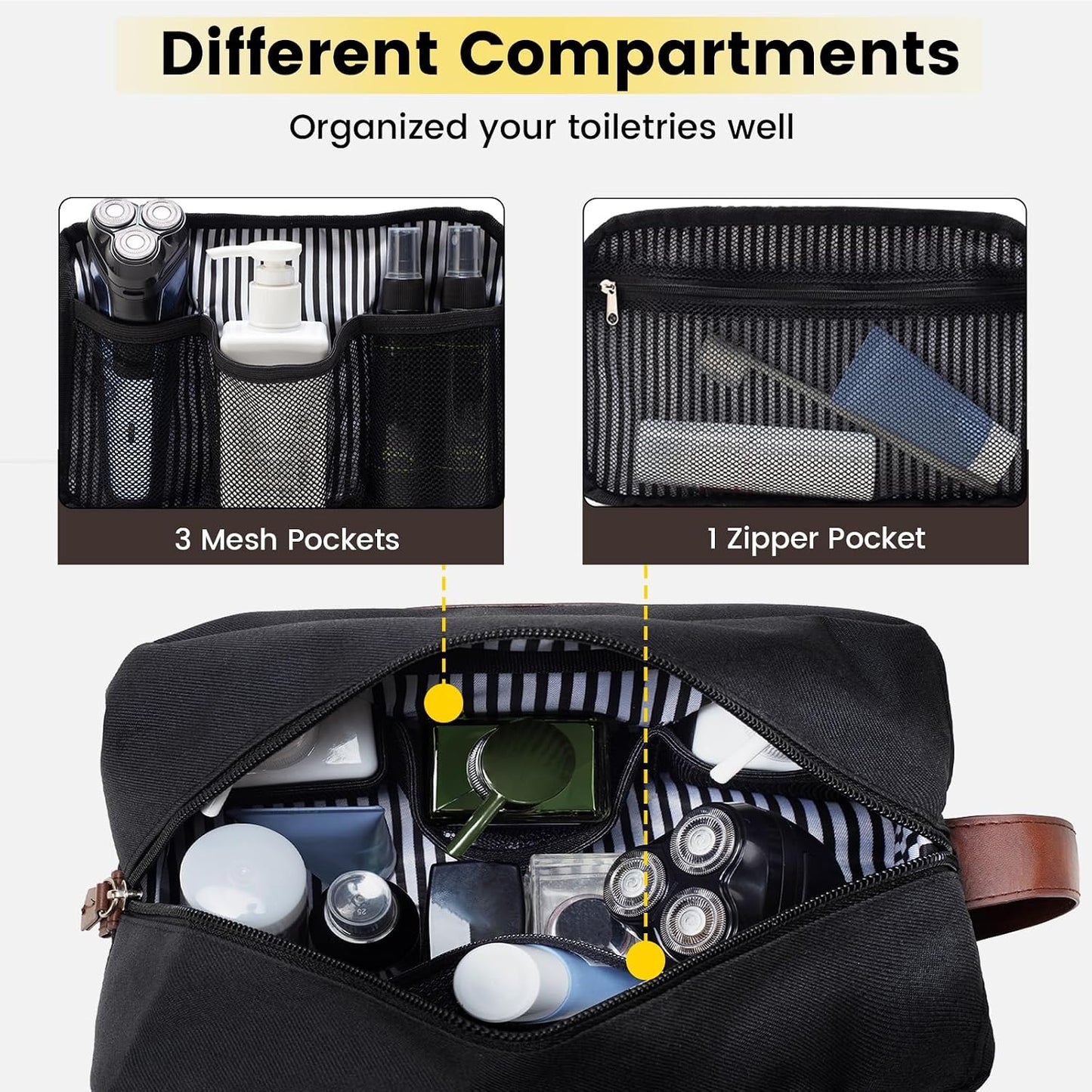 Neceser hombre resistente agua 4 pzas negro