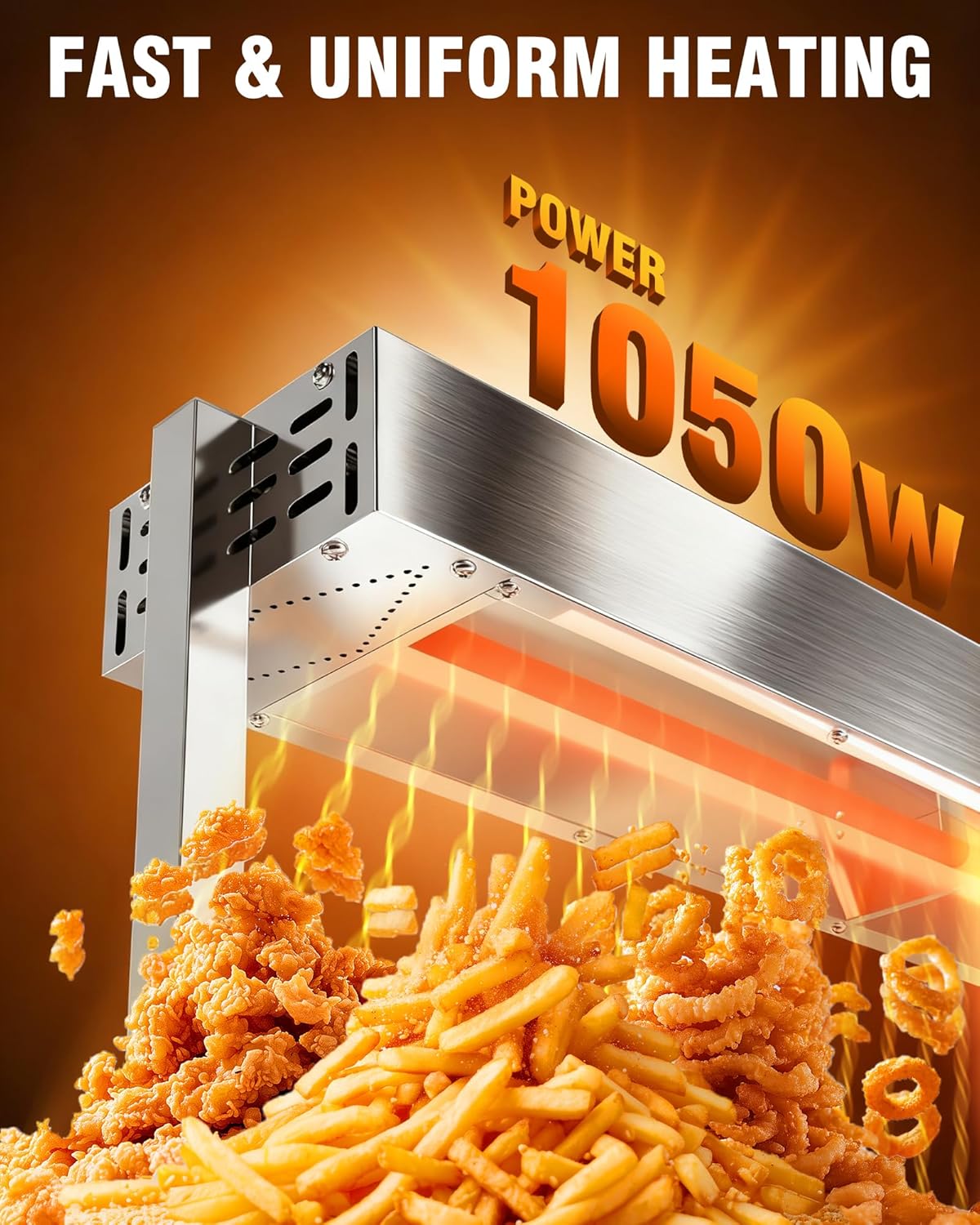 Lámpara calor alimentos acero inox 1050W 36pulg modo colgante