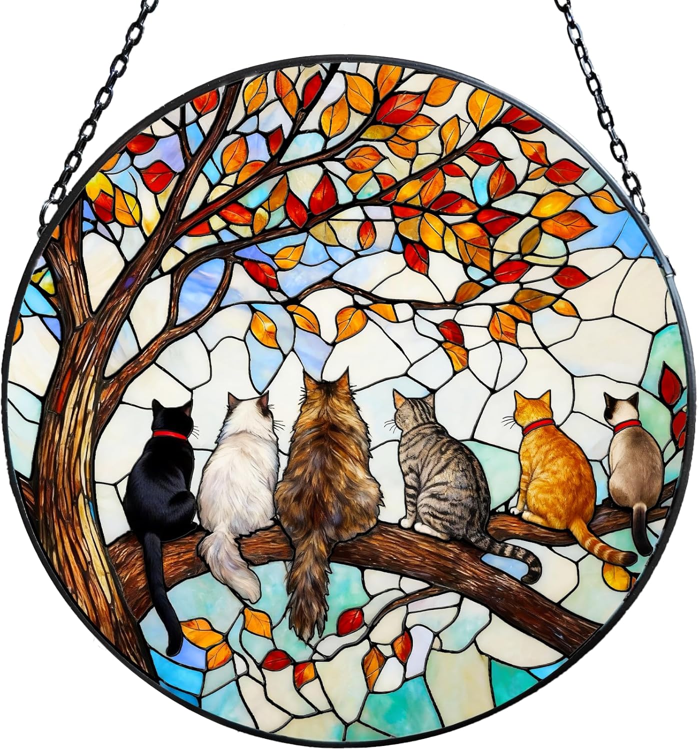 Atrapasoles gatos en rama decoración hogar puerta ventana