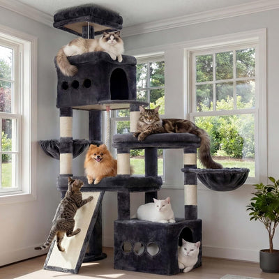 Árbol gatos antipunta 72.4pulg todo en uno gris