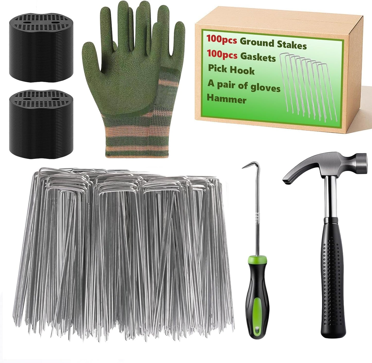Pack 200 estacas jardín 6pulg galvanizadas con juntas