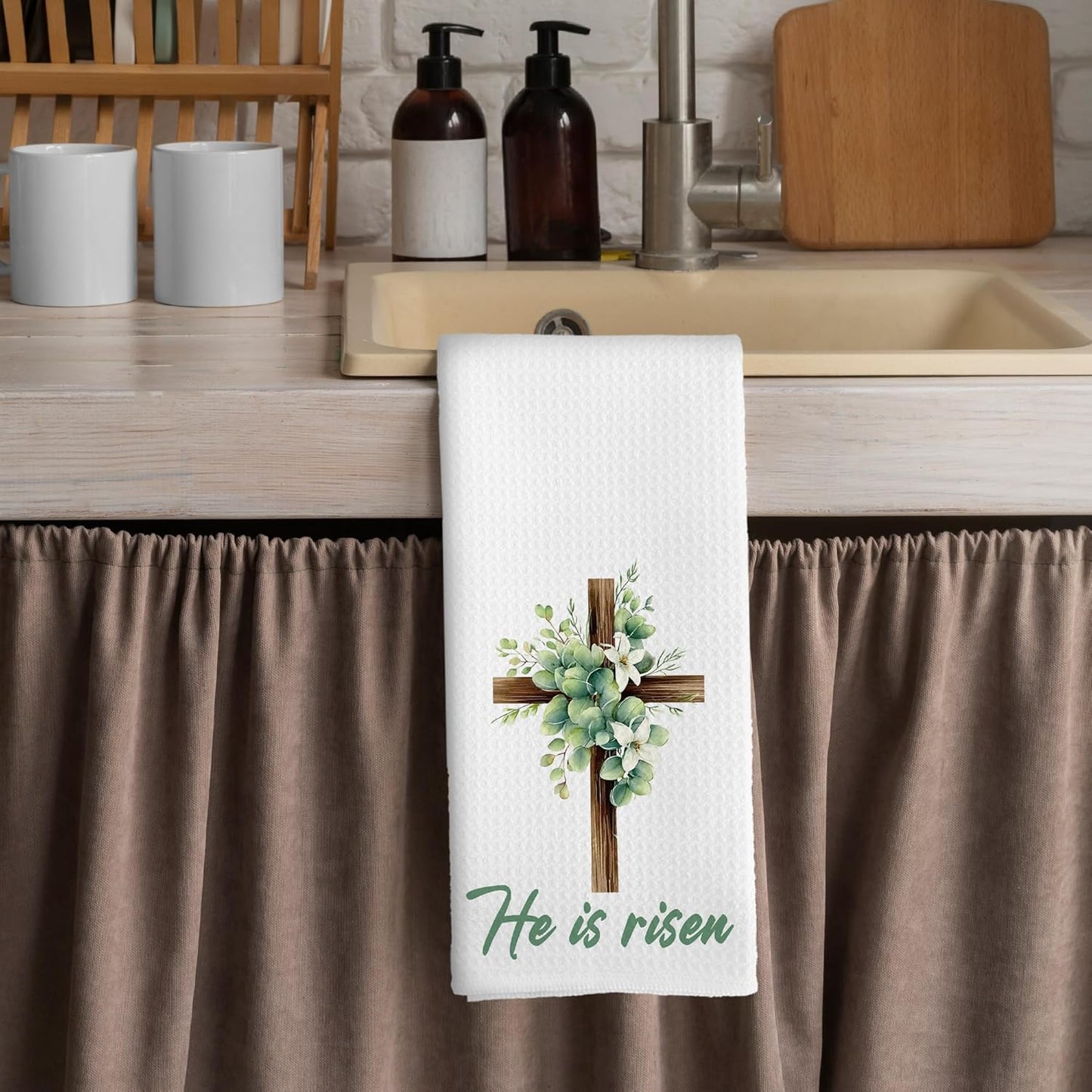 Toallas de cocina cristianas de Pascua con versiculo biblico