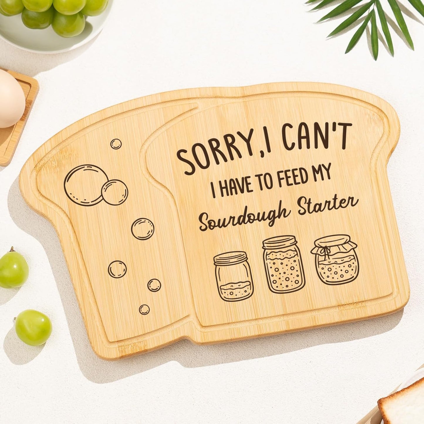 Regalos de masa madre para mujeres panaderas, tabla de cortar de bambú temática
