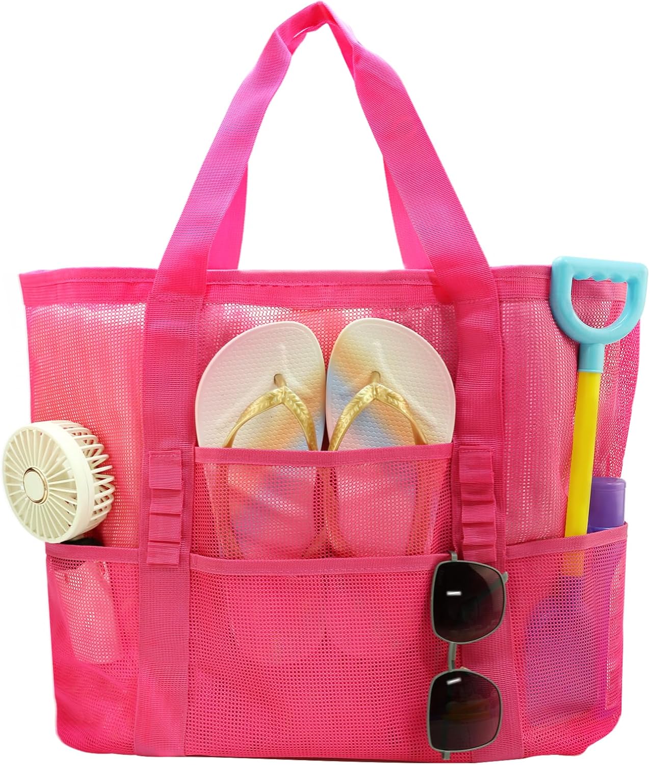 Bolso playa con rejilla 9 bolsillos plegable verano