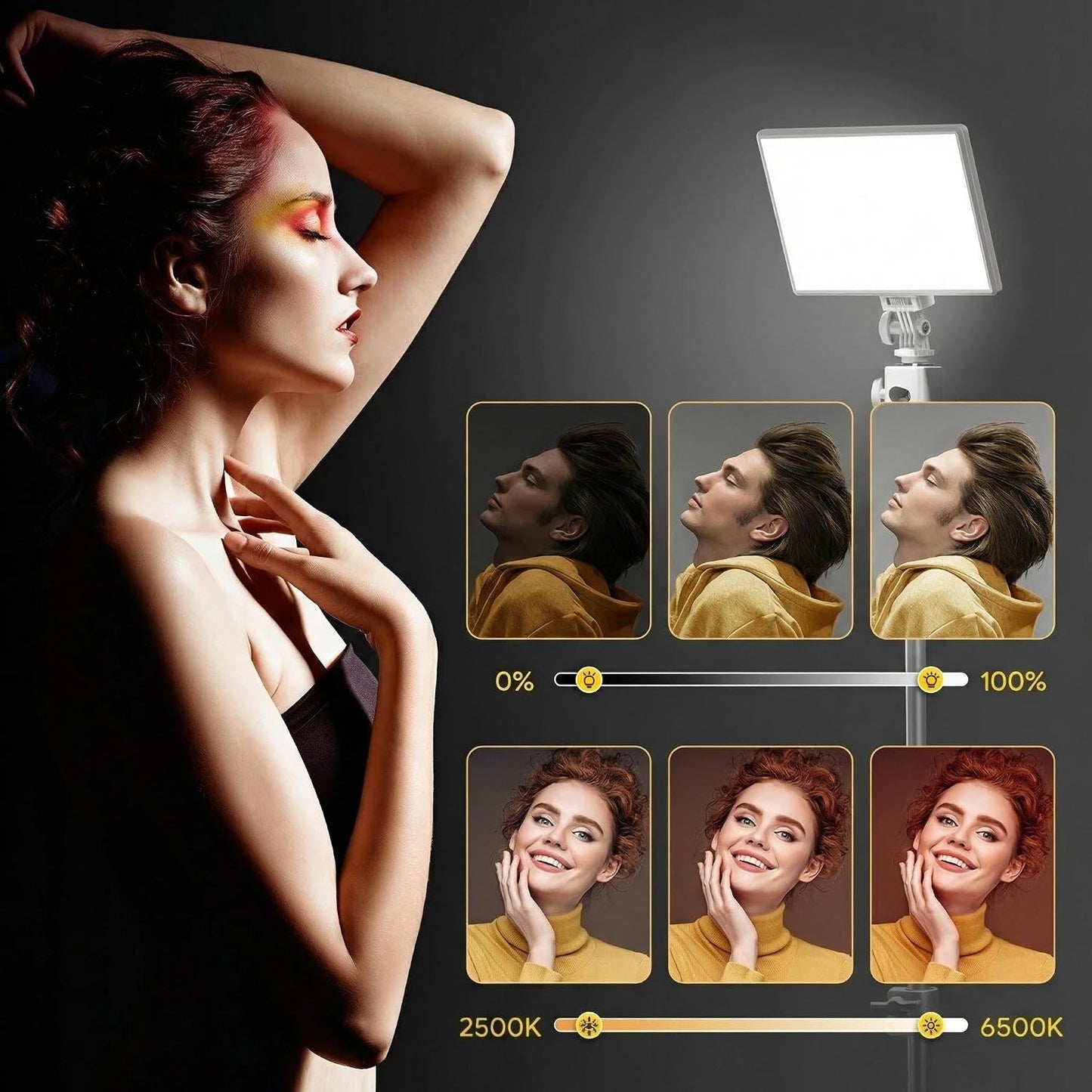 Luz LED cámara CRI95 USB tipo C batería 4000mAh