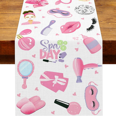 Camino de mesa para spa y fiestas, pijama rosa para niñas
