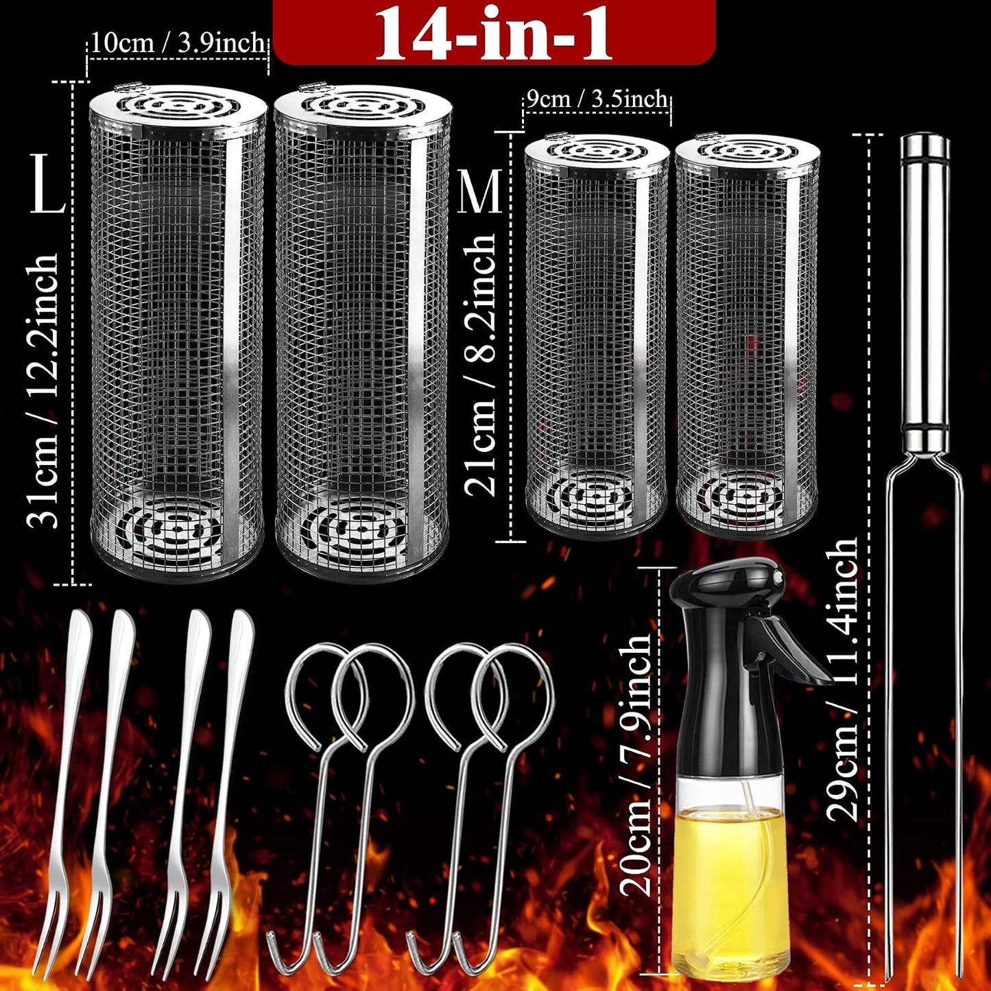 Juego utensilios parrilla barbacoa camping fogata picnic