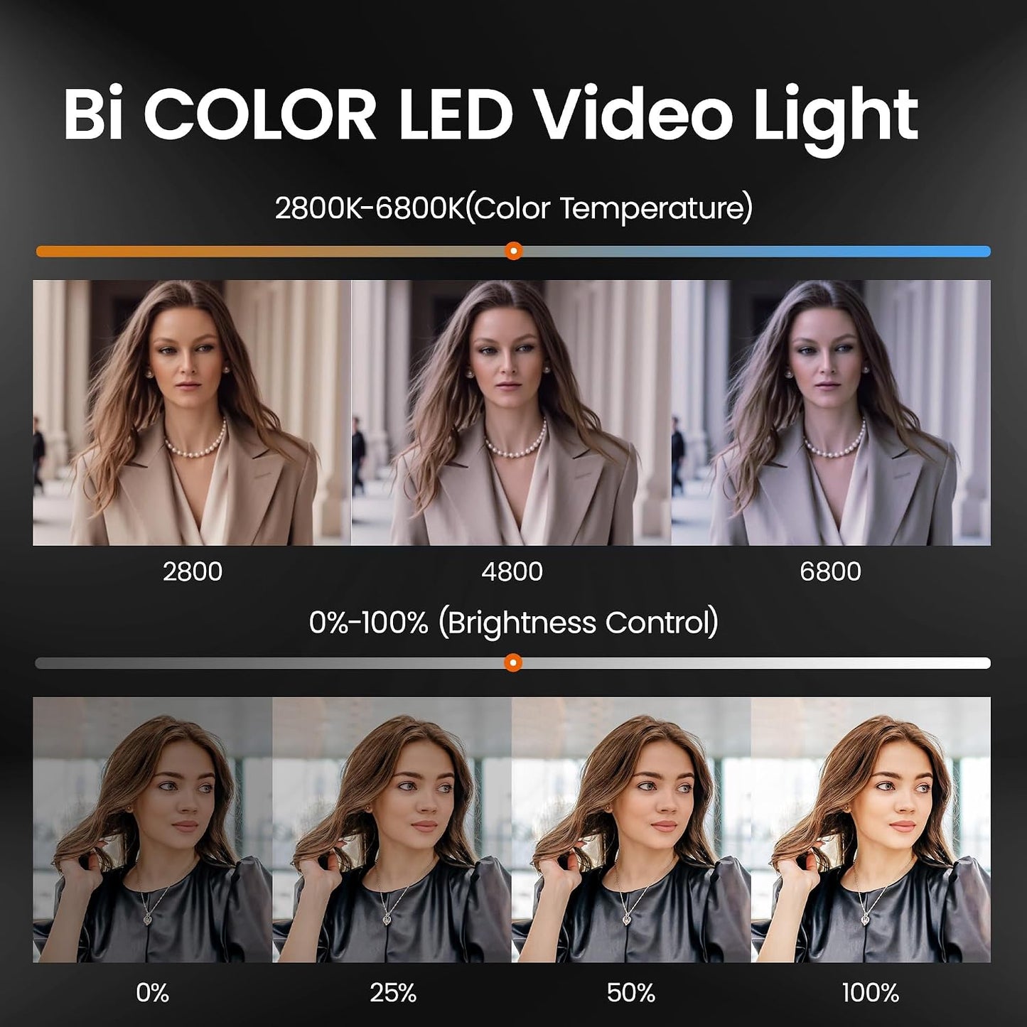 Kit luz LED bicolor 2800K-6800K para cámara estudio
