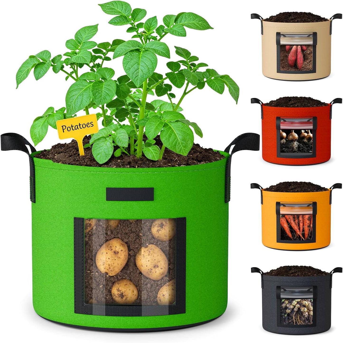 Bolsas cultivo 10gal pack 5 con ventana y asas
