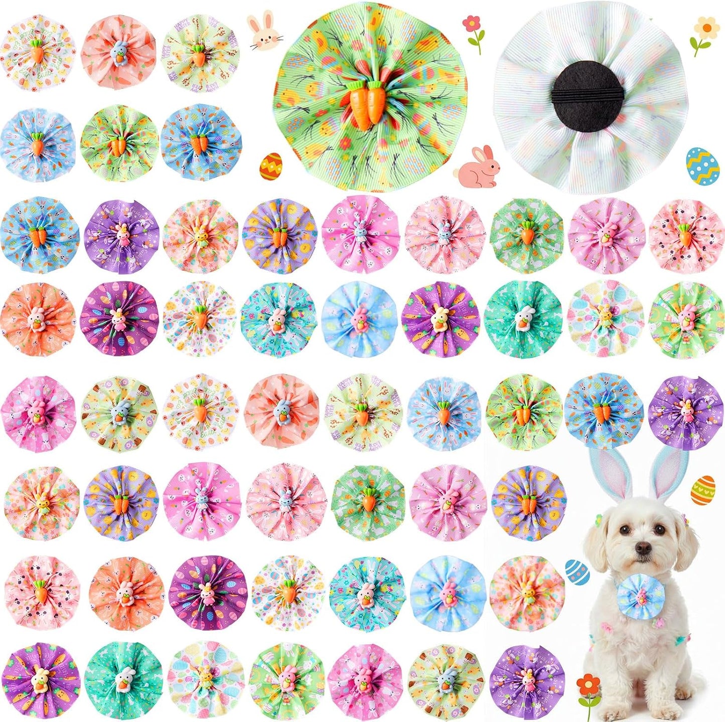 50 Collares Pascua Perro Pajaritas Con Dije Flor Conejo