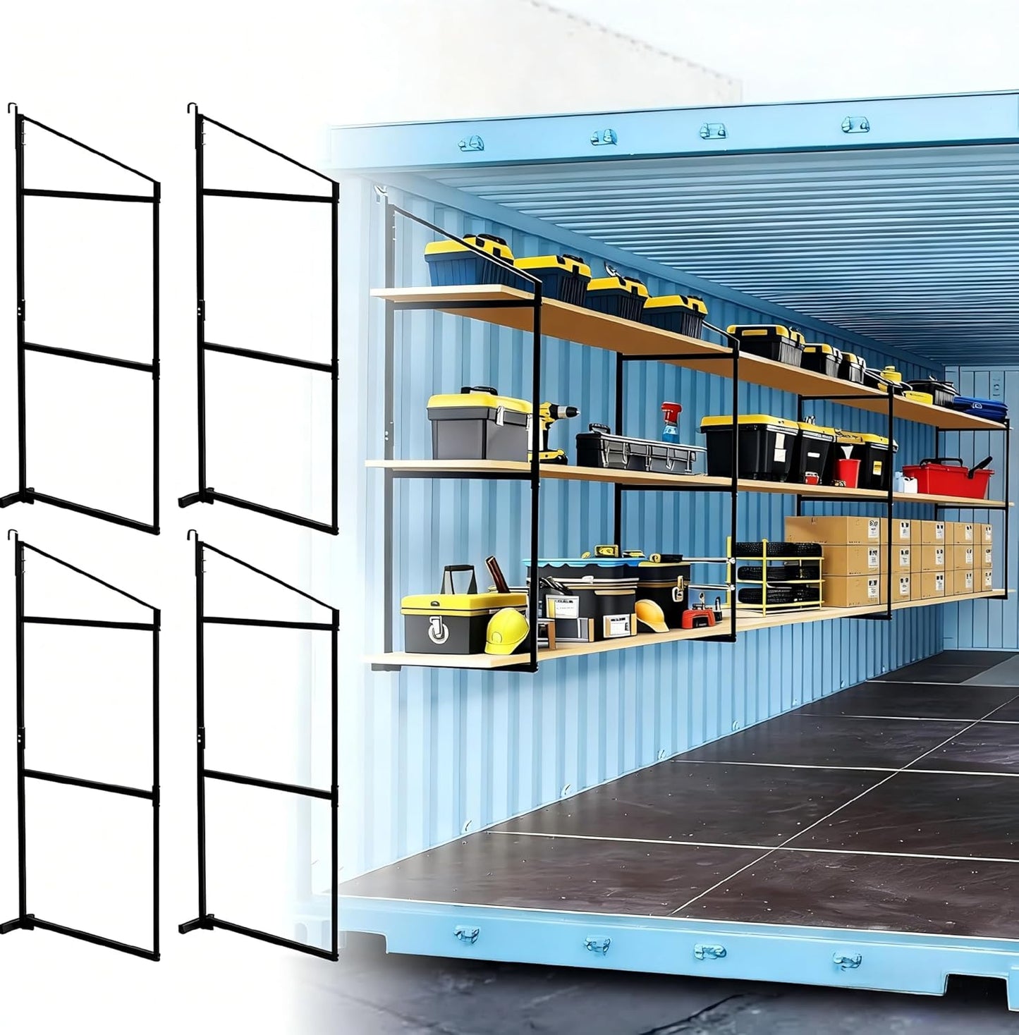 Pack 4 Estantes 60.5x22.3pulg 3 Niveles 1100lb